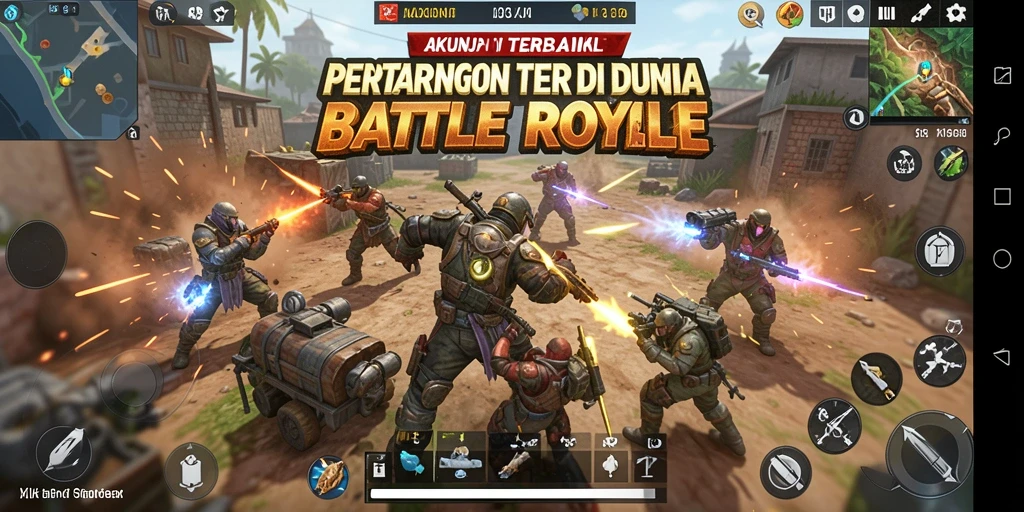 Screenshot utama AKUNJP dengan aksi seru Battle Royale.