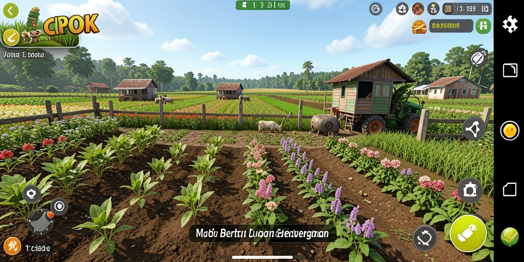Tampilan gameplay <strong>CIPOK</strong> menampilkan suasana bertani yang ceria dan interaktif.