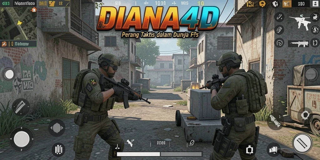 Tampilan gameplay seru DIANA4D dalam aksi pertempuran FPS.