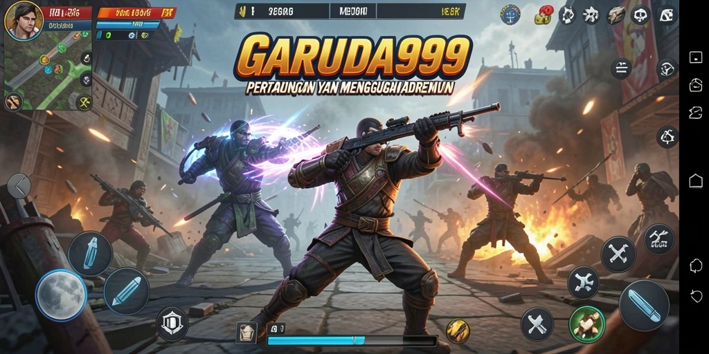 Screenshot GARUDA999 menampilkan pertarungan karakter yang agresif dan mendebarkan.