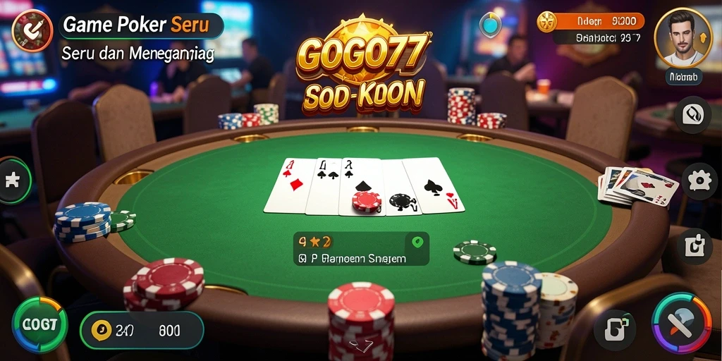 Tampilan utama gameplay GOGO77 dengan aksi Poker yang mendebarkan.