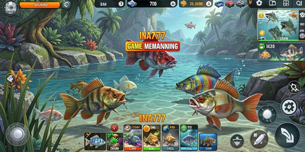 Screenshot menunjukkan pengalaman seru memancing di game INA777.