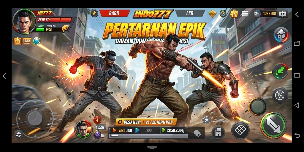 Screenshot gameplay INDO777 menampilkan aksi seru dan karakter beragam.