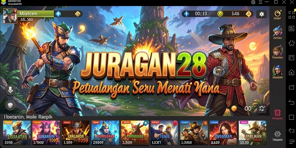 Tampilan gameplay seru dari JURAGAN28 yang penuh petualangan.