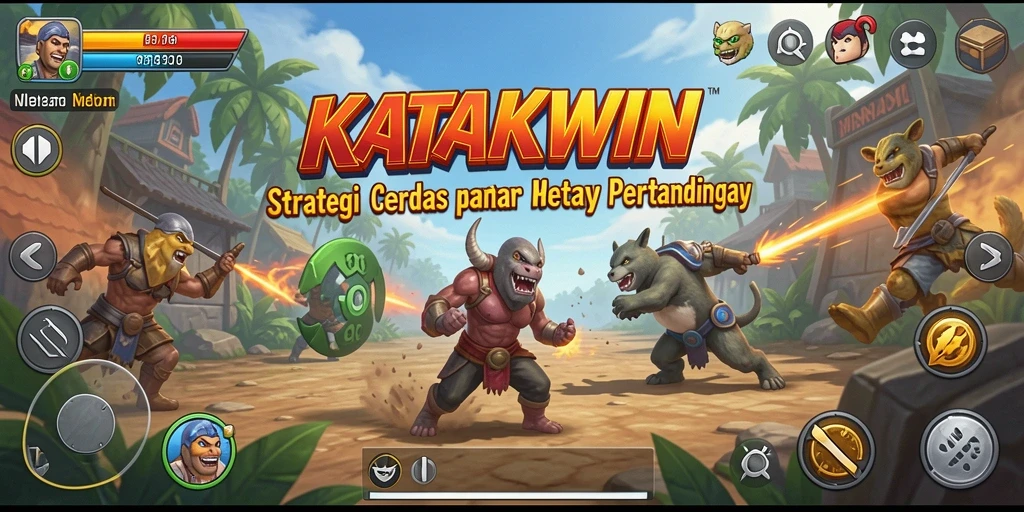 Screenshot gameplay KATAKWIN menampilkan pertempuran strategi yang mendebarkan.