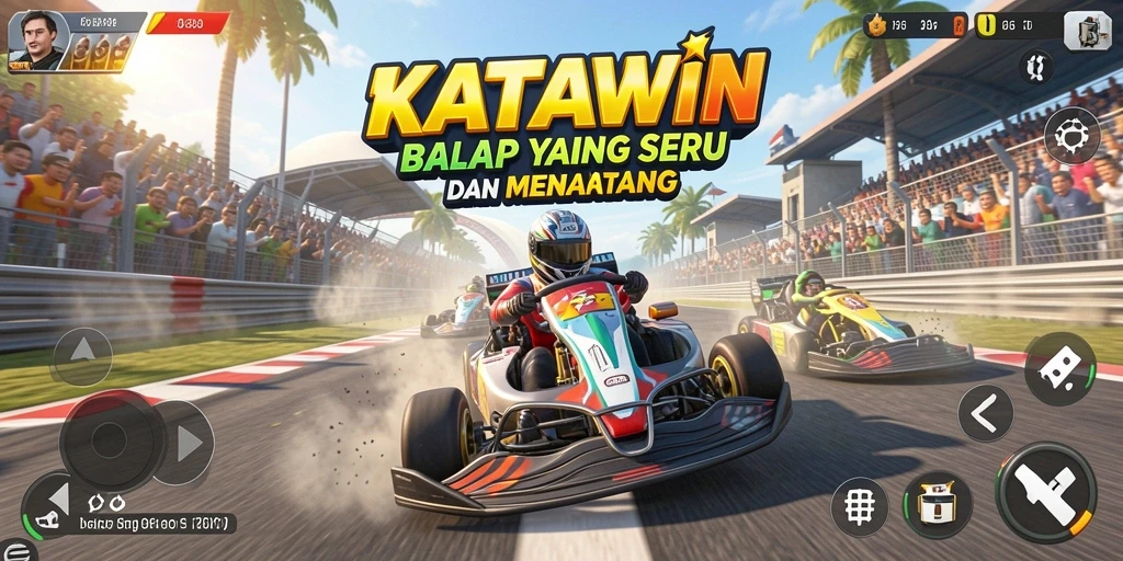 Tampilan gameplay KATAWIN dengan aksi balap yang seru.
