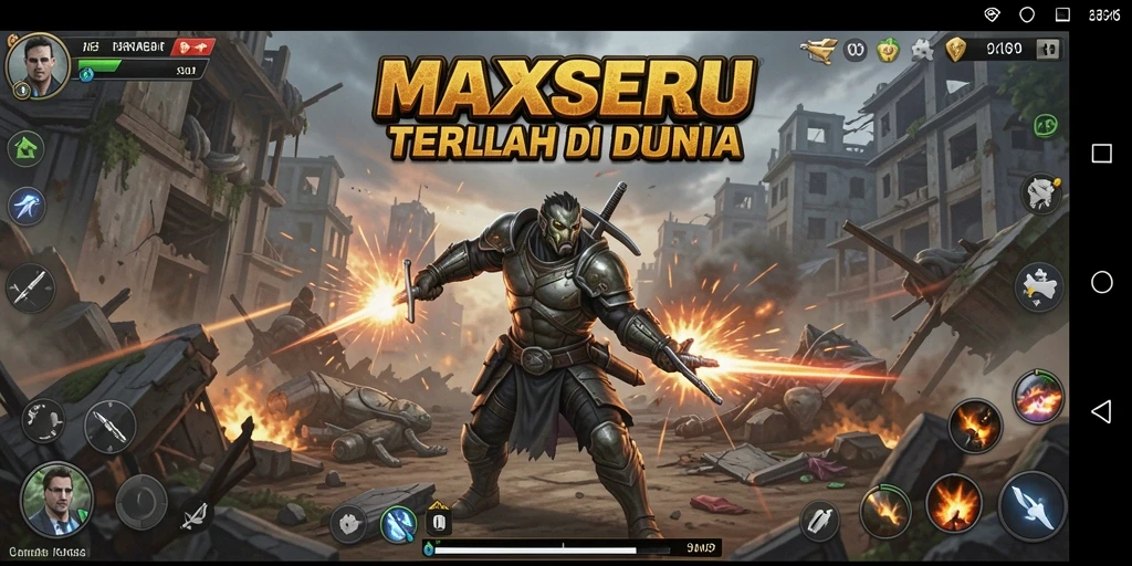 Tangkapan layar MAXSERU menampilkan aksi pertarungan yang dinamis dan visual yang memukau.