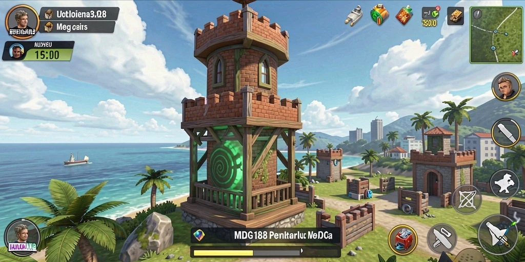 Tampilan gameplay seru dari MDG188 saat menumpuk menara untuk melindungi wilayah.