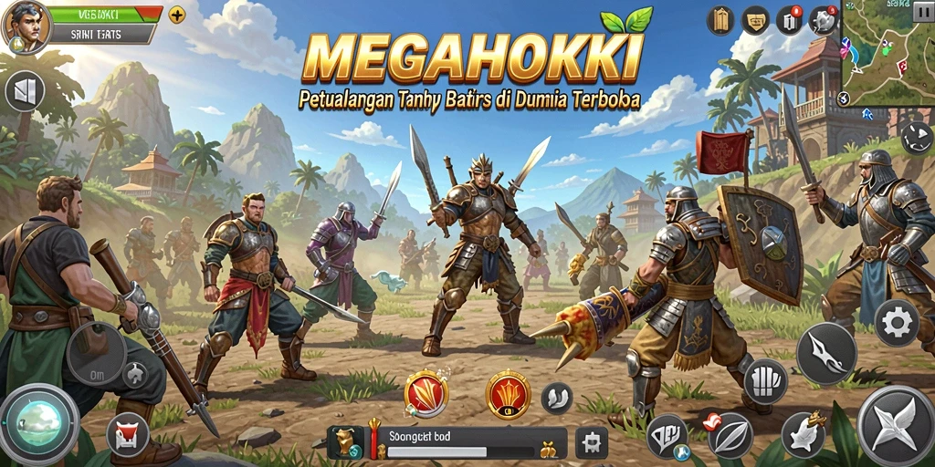 Gameplay MEGAHOKI yang menarik dan mendebarkan di dunia terbuka.