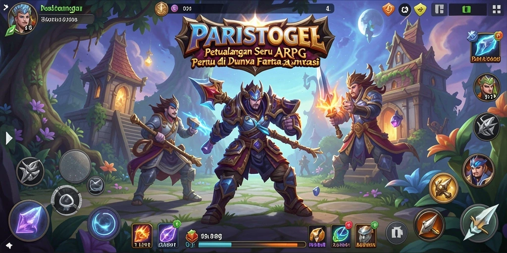 Screenshot gameplay menunjukkan pertarungan seru di dunia fantasi ARPG.