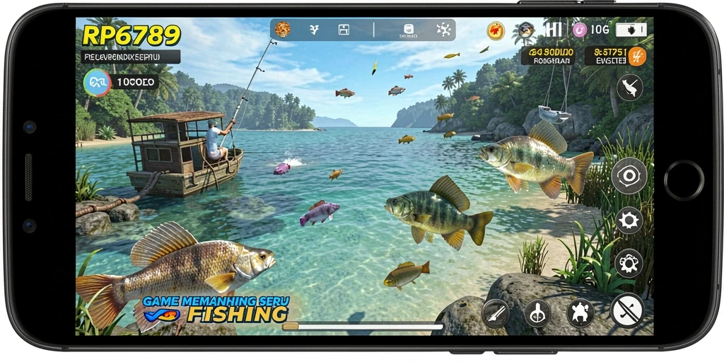 Tampilan gameplay menarik saat memancing di RP6789.