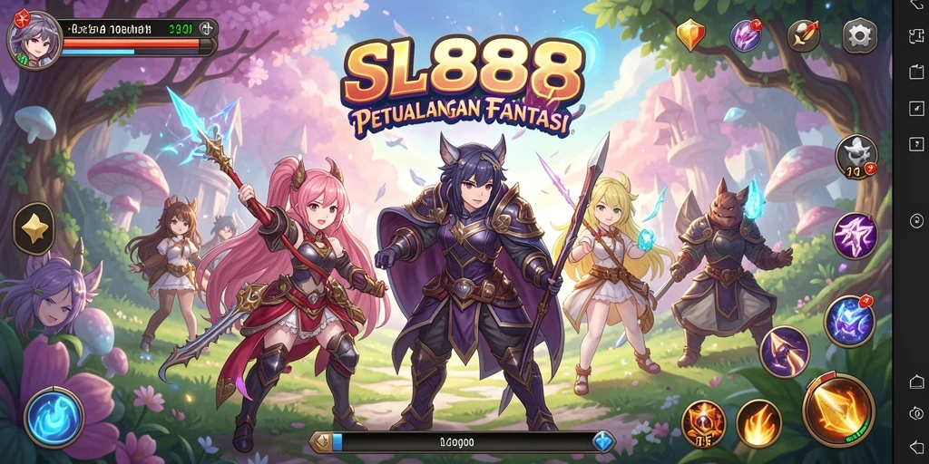 Tampilan antarmuka SL888 yang menakjubkan dengan karakter Anime.