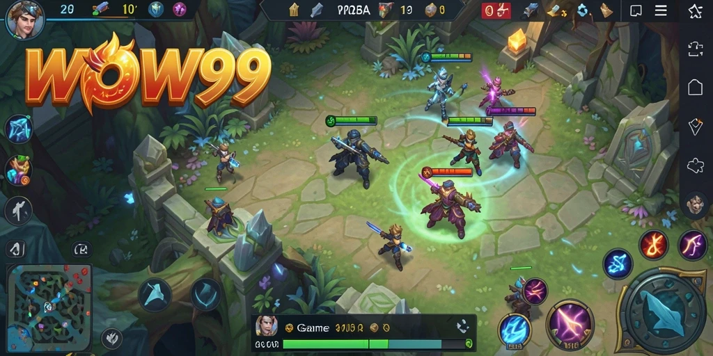 Screenshot gameplay WOW99 yang menampilkan aksi seru di arena MOBA.