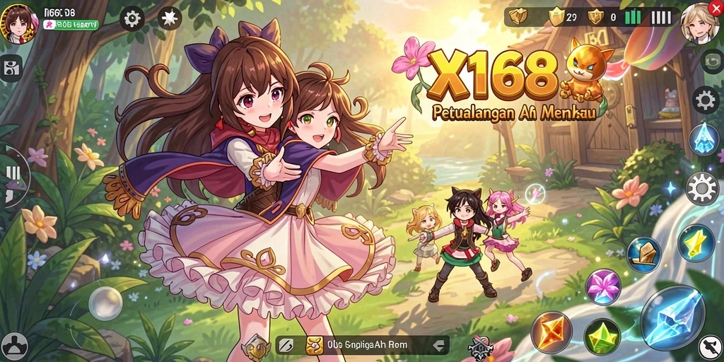 Tangkapan layar gameplay X168 menampilkan karakter Anime dalam aksi yang mendebarkan.